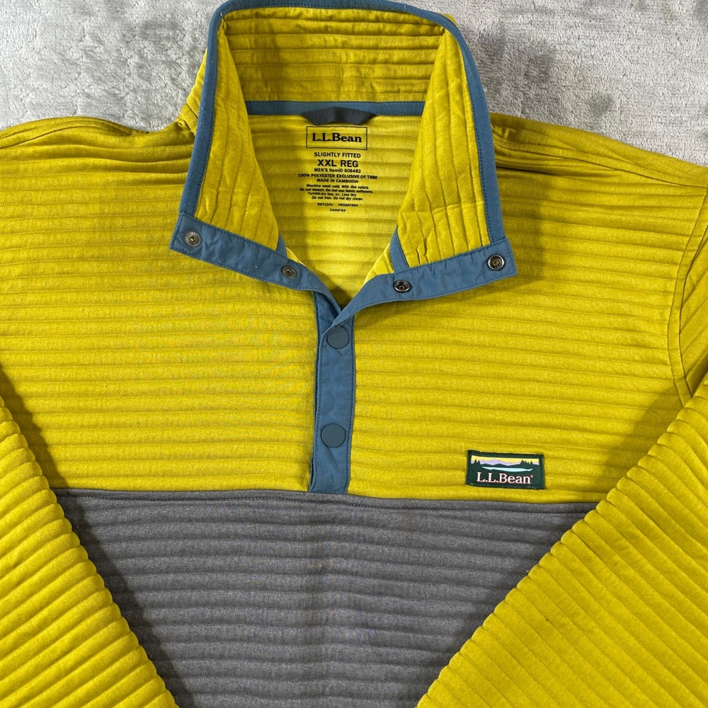 LL Bean Airlight Pullover Jacket Mens XXL Colorblock Ribbed Quilted Snap Outdoor - Picture 3 of 10